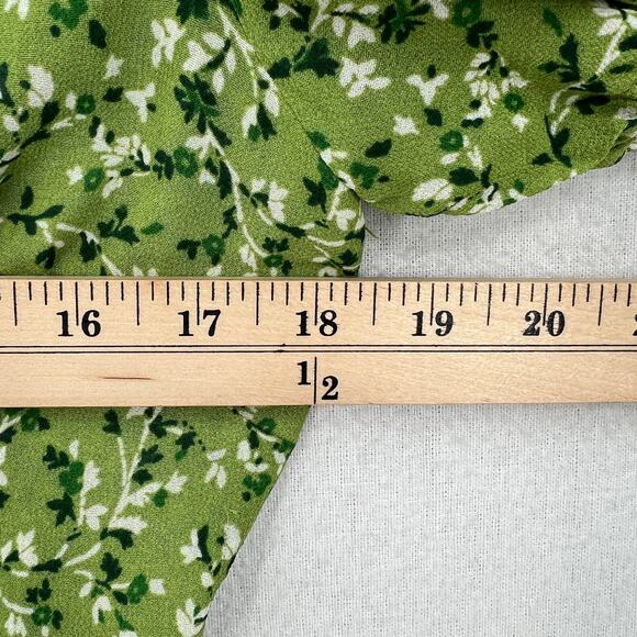 REFORMATION Alison Puff Sleeve Mini Dress Womens 8 Green Floral Button Front - Picture 12 of 15